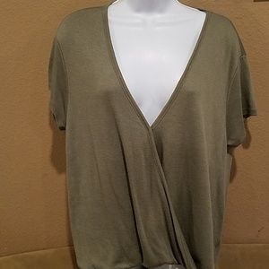 We the free moss green crossover knit tee